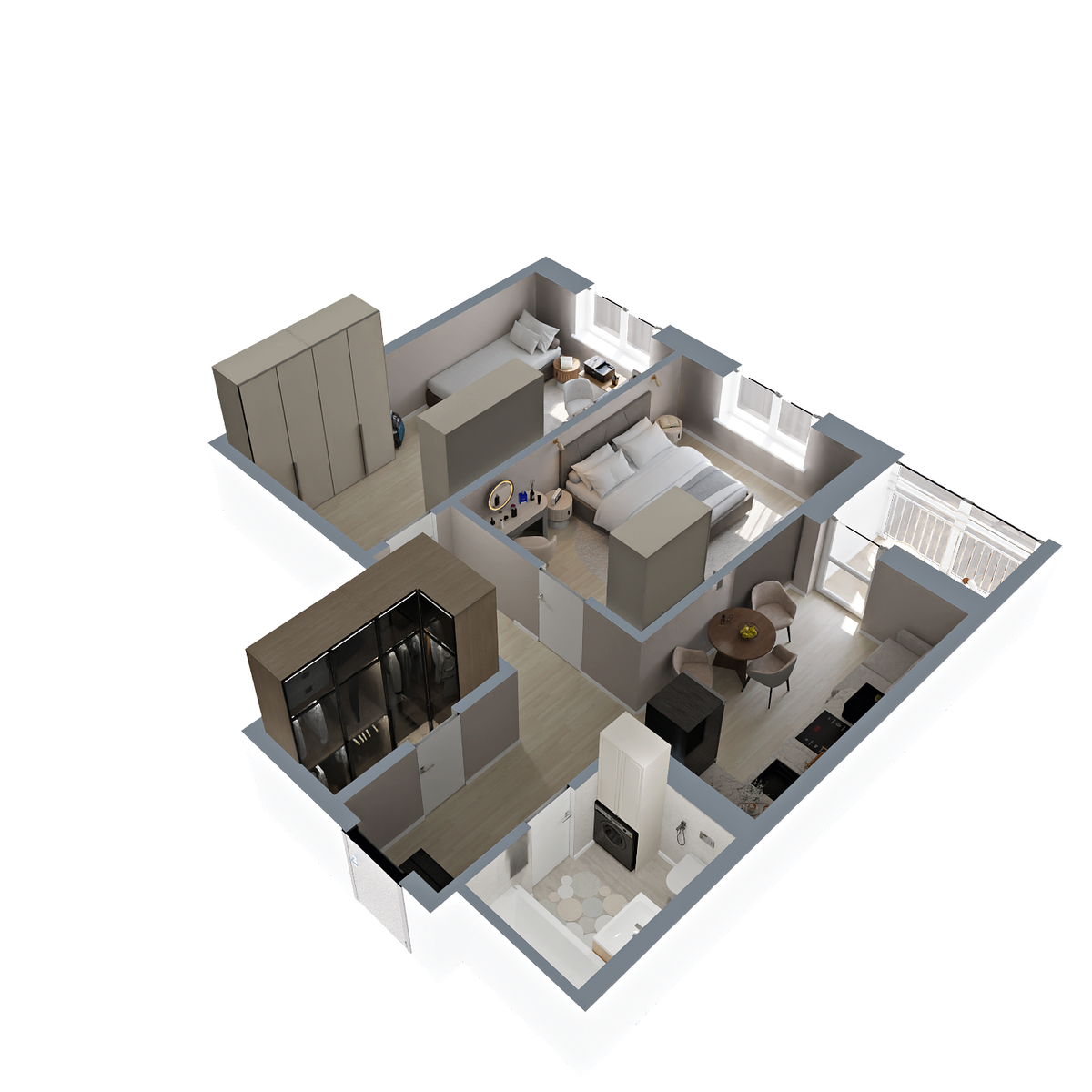 2-комнатная, 59.18 м², № 562 в Меридианы Улисса