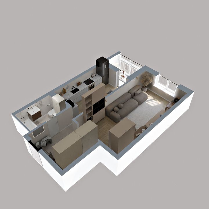 1-комнатная, 42.03 м², № 523 в Меридианы Улисса