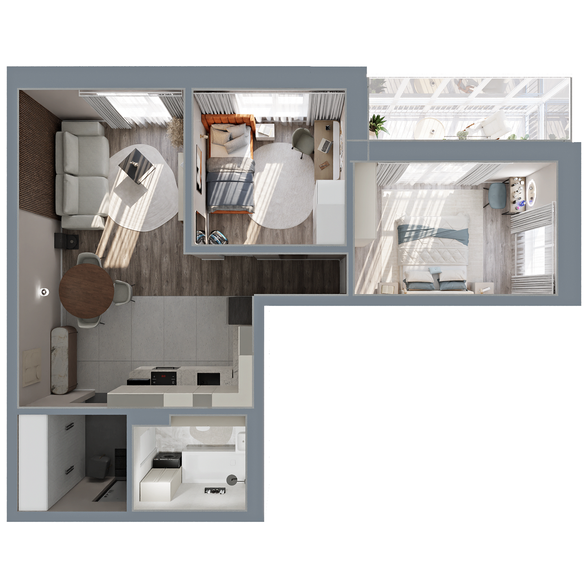 2-комнатная, 63.64 м², № 480 в Меридианы Улисса
