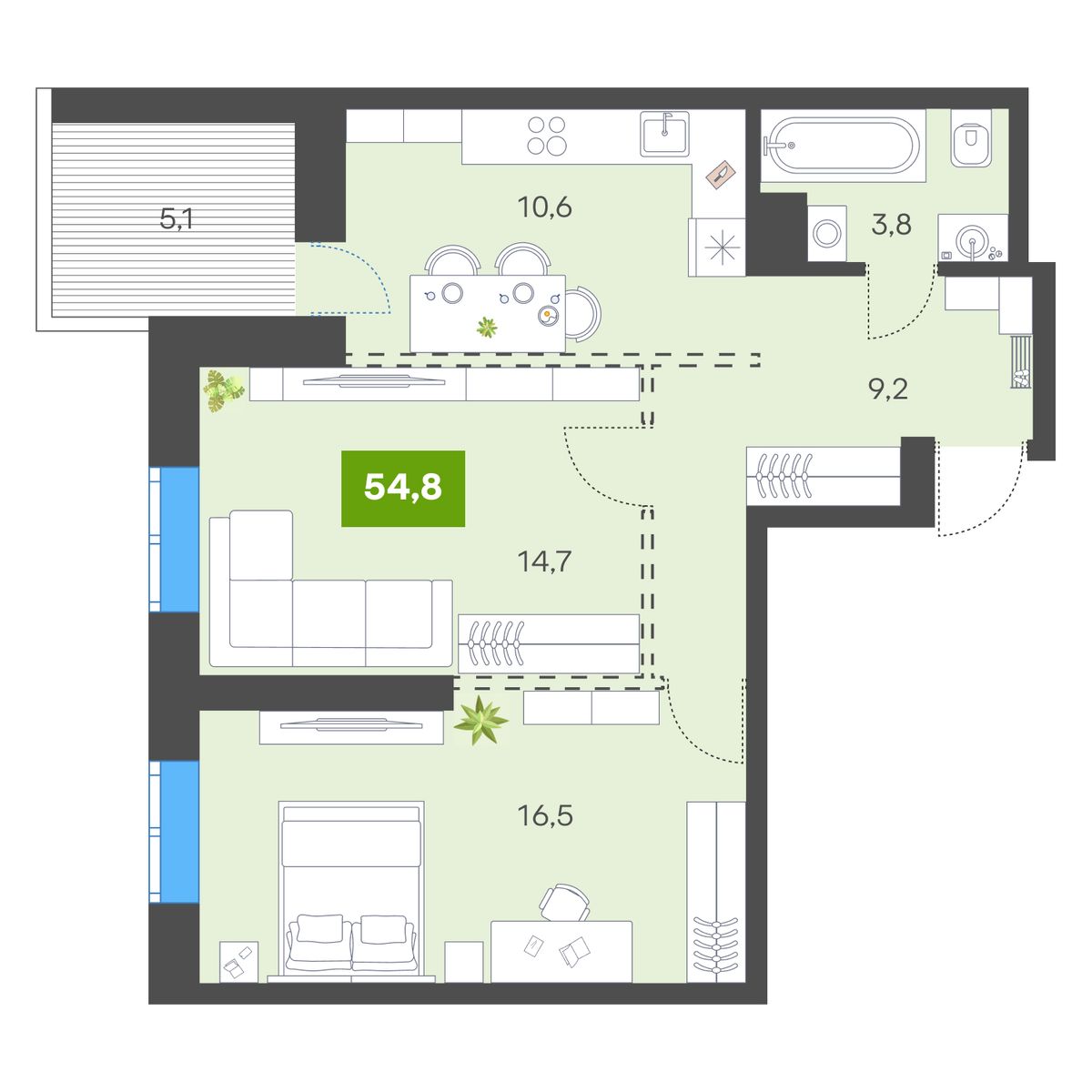 Планировка 2-комн.