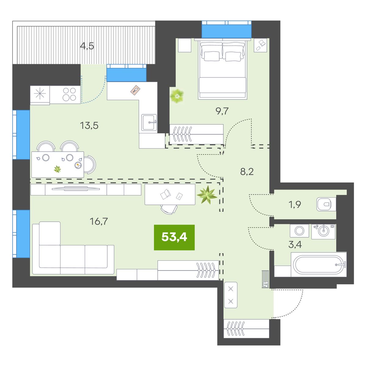 Планировка 2-комн.