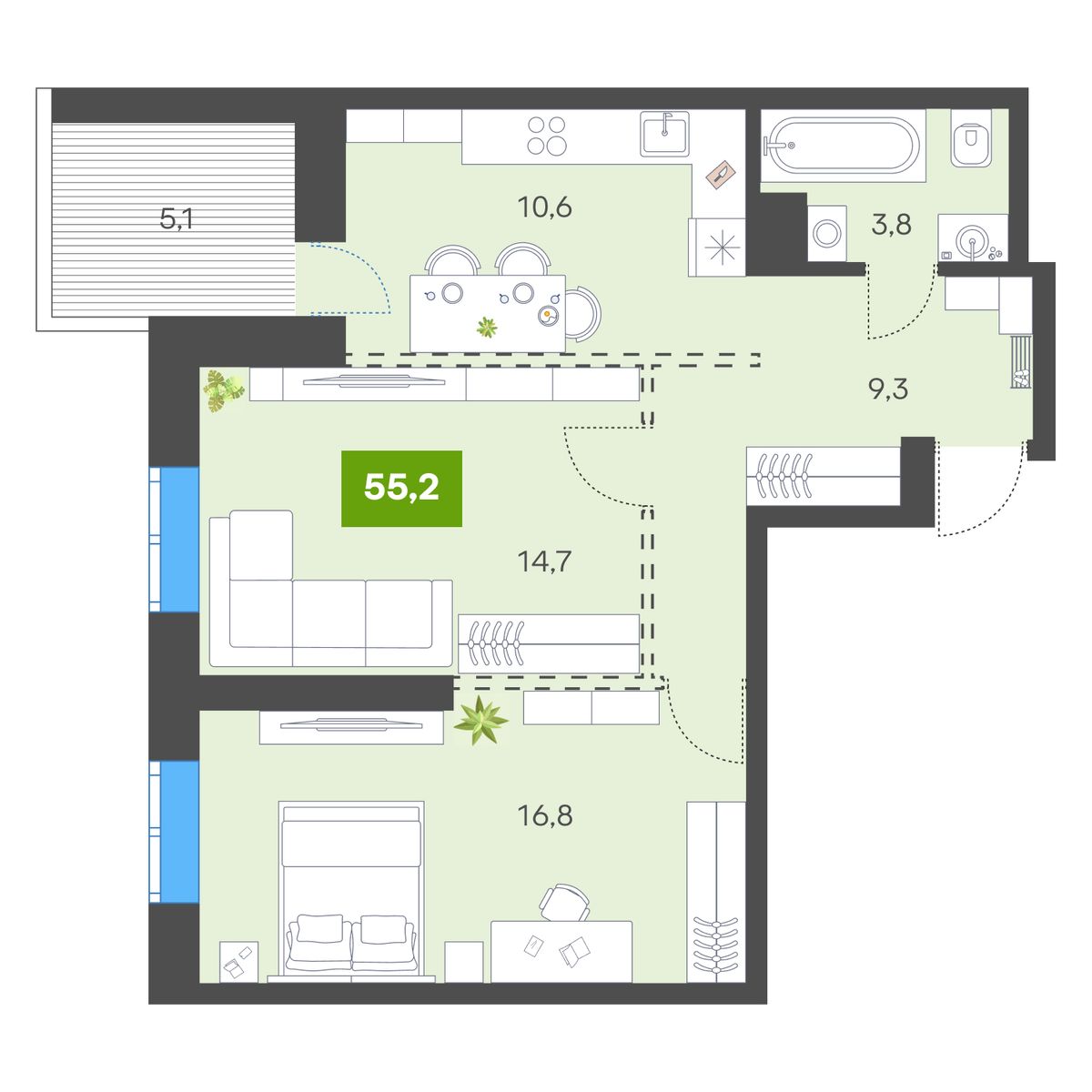 Планировка 2-комн.