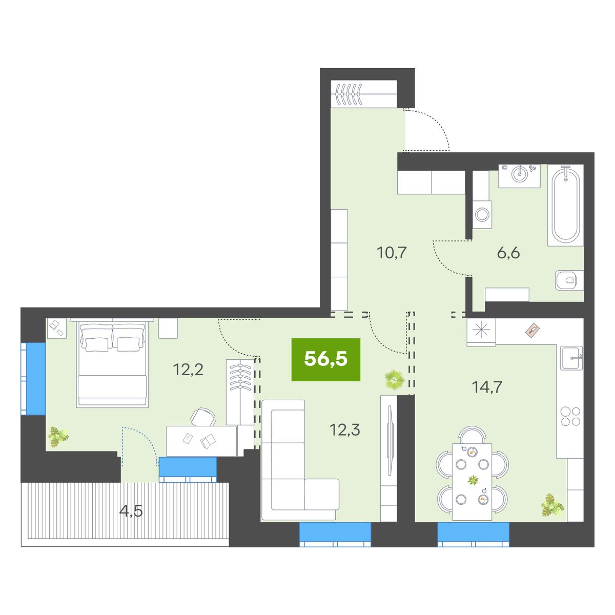 Планировка 2-комн.