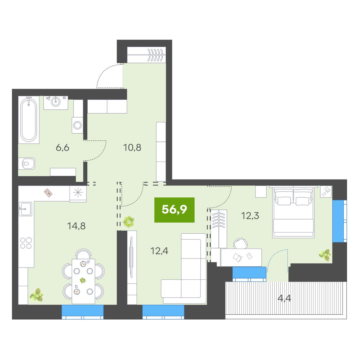 Планировка 2-комн.