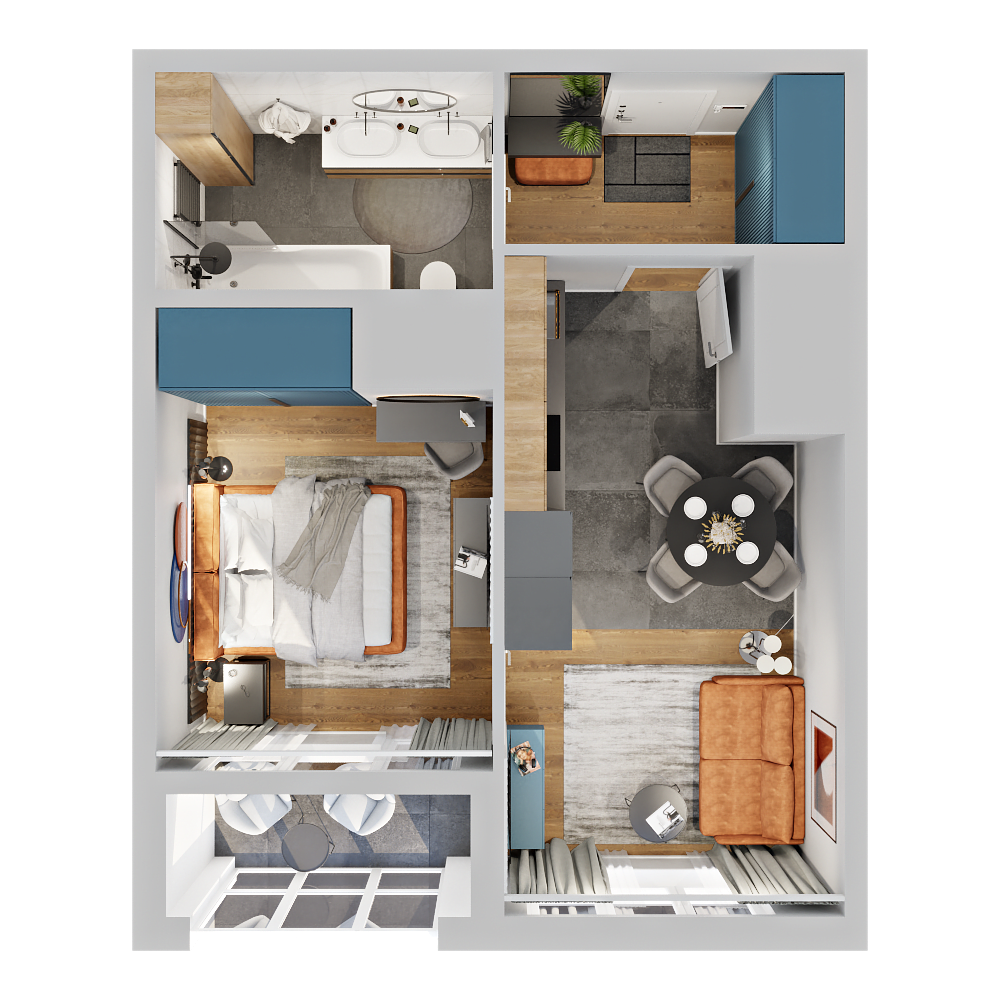 Планировка 1-комн. 13