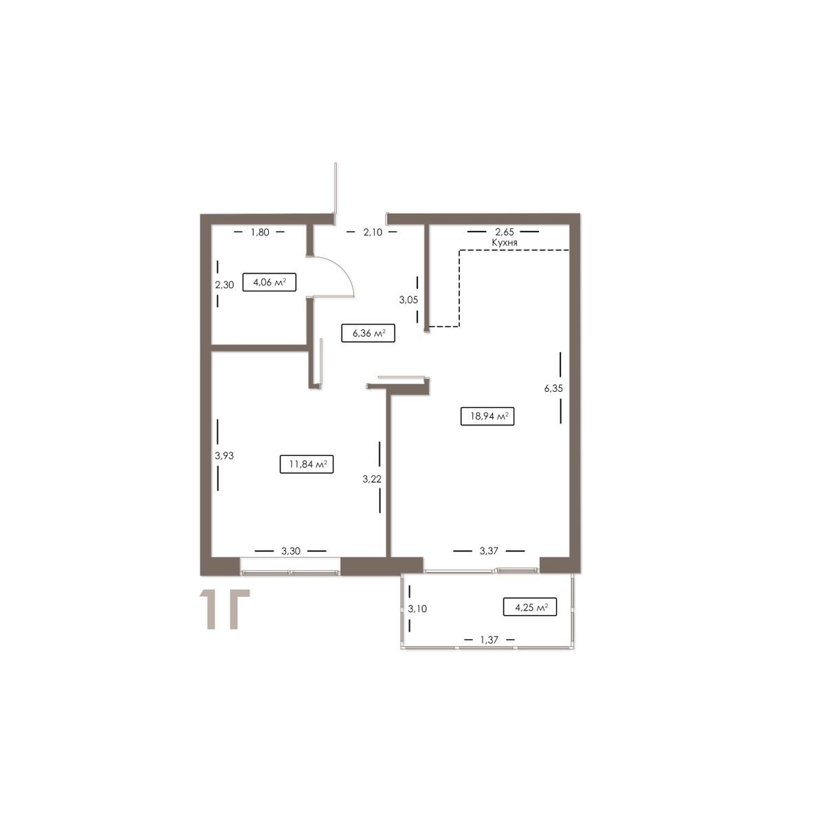 Планировка 1-комн. 7