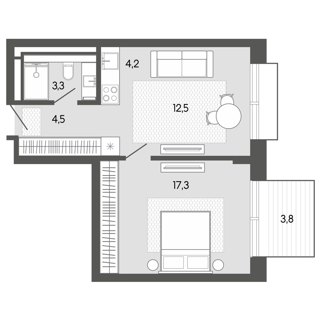 Планировка 45,81 м²