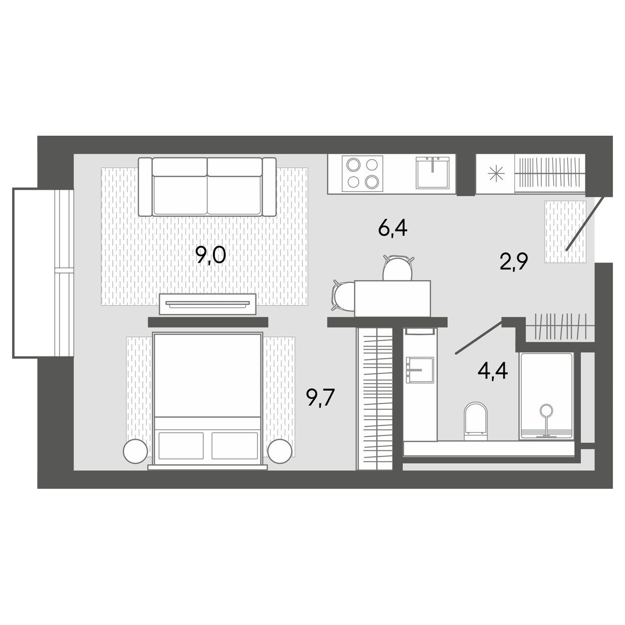 Планировка 32,58 м²