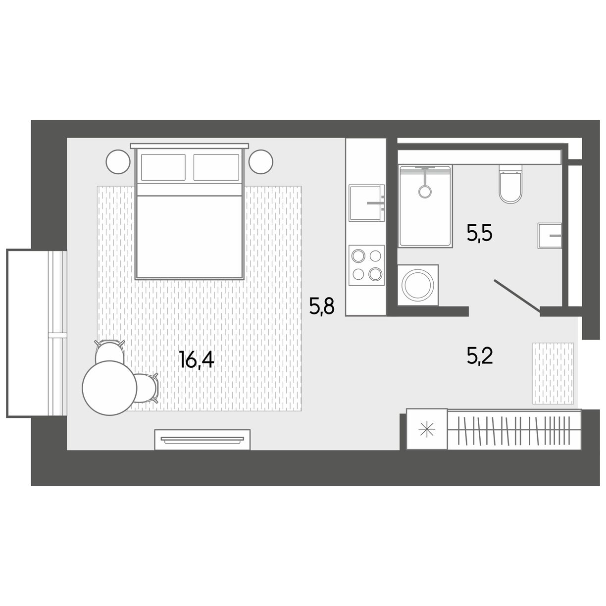 Планировка 32,96 м²