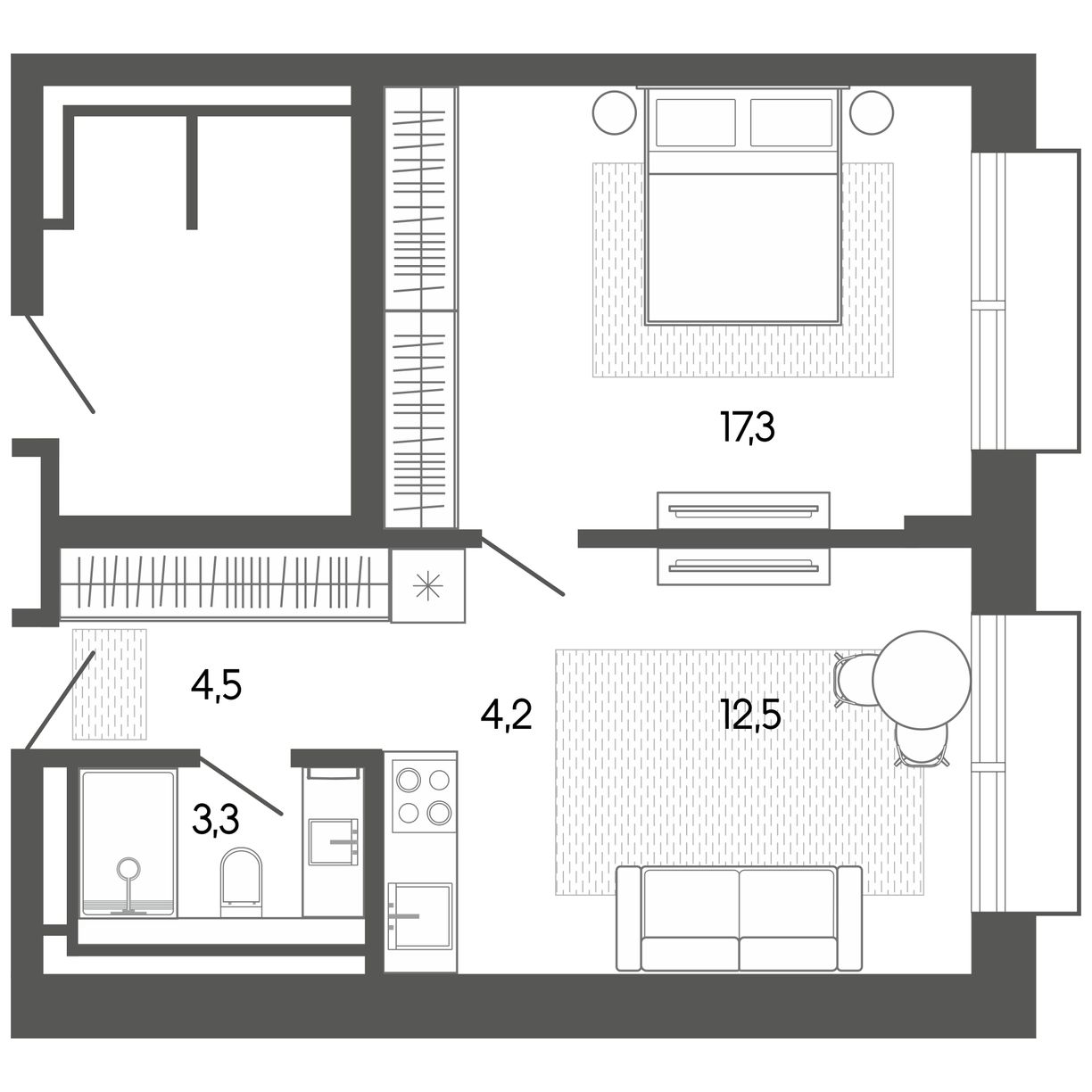 Планировка 41,93 м²
