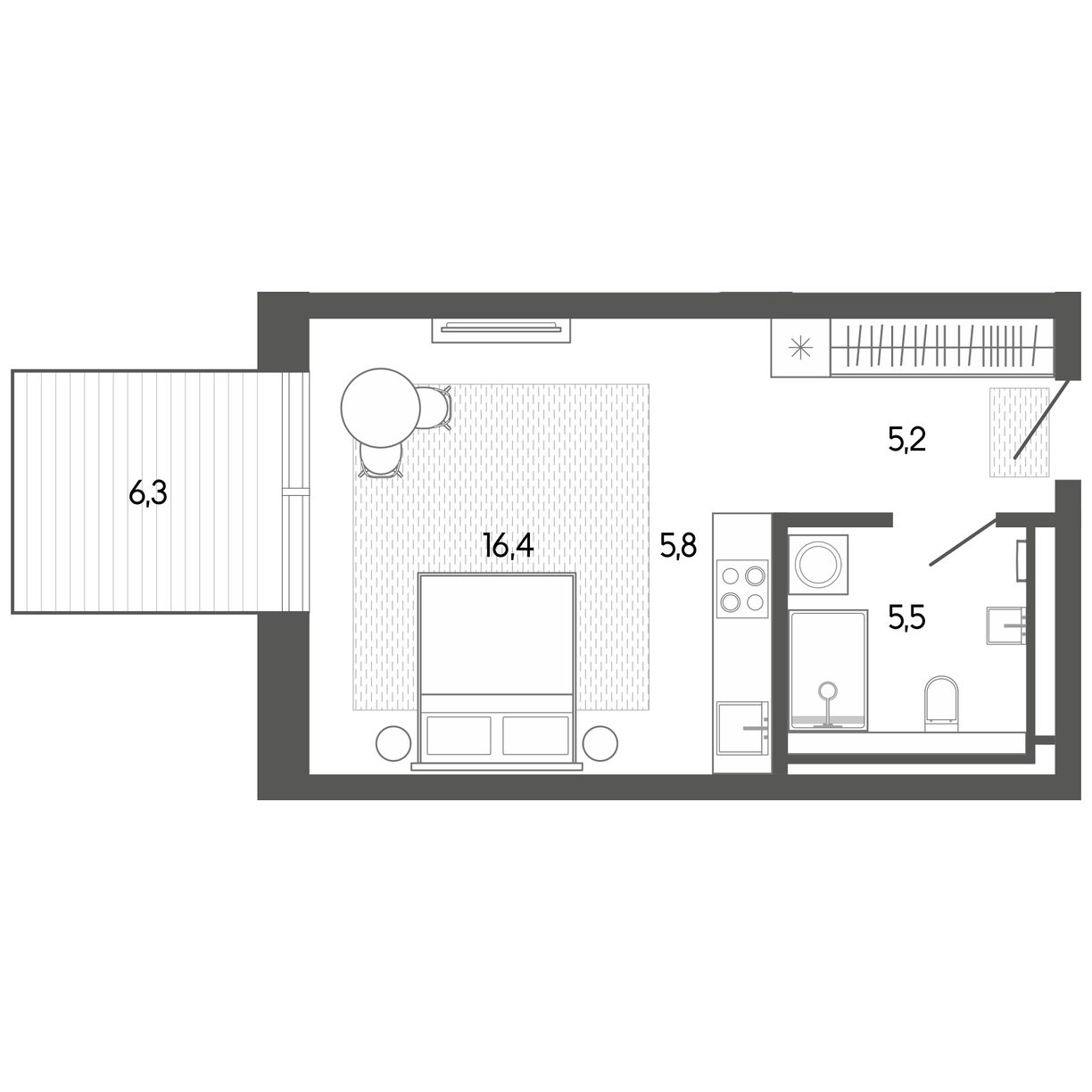 Планировка 39,39 м²