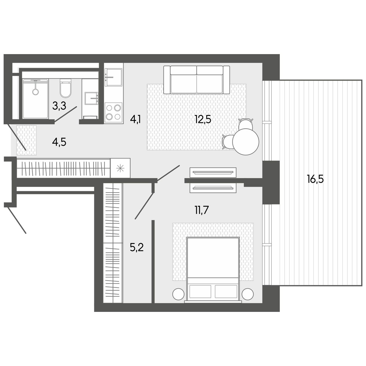 Планировка 57,61 м²
