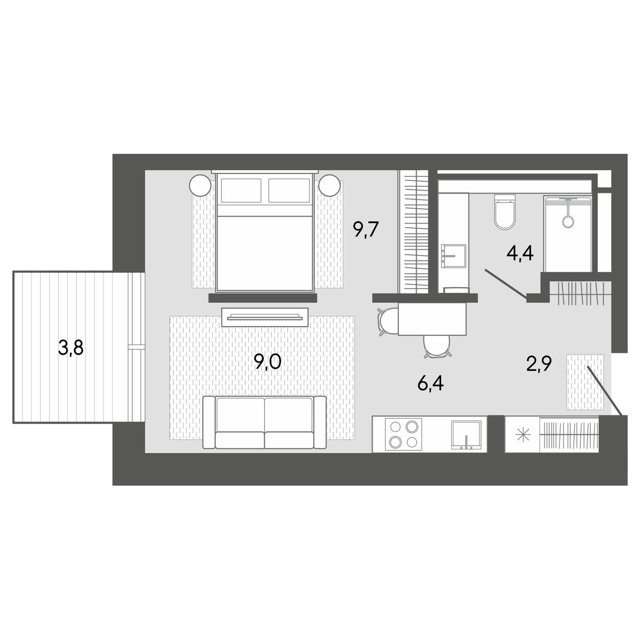 Планировка 36,46 м²
