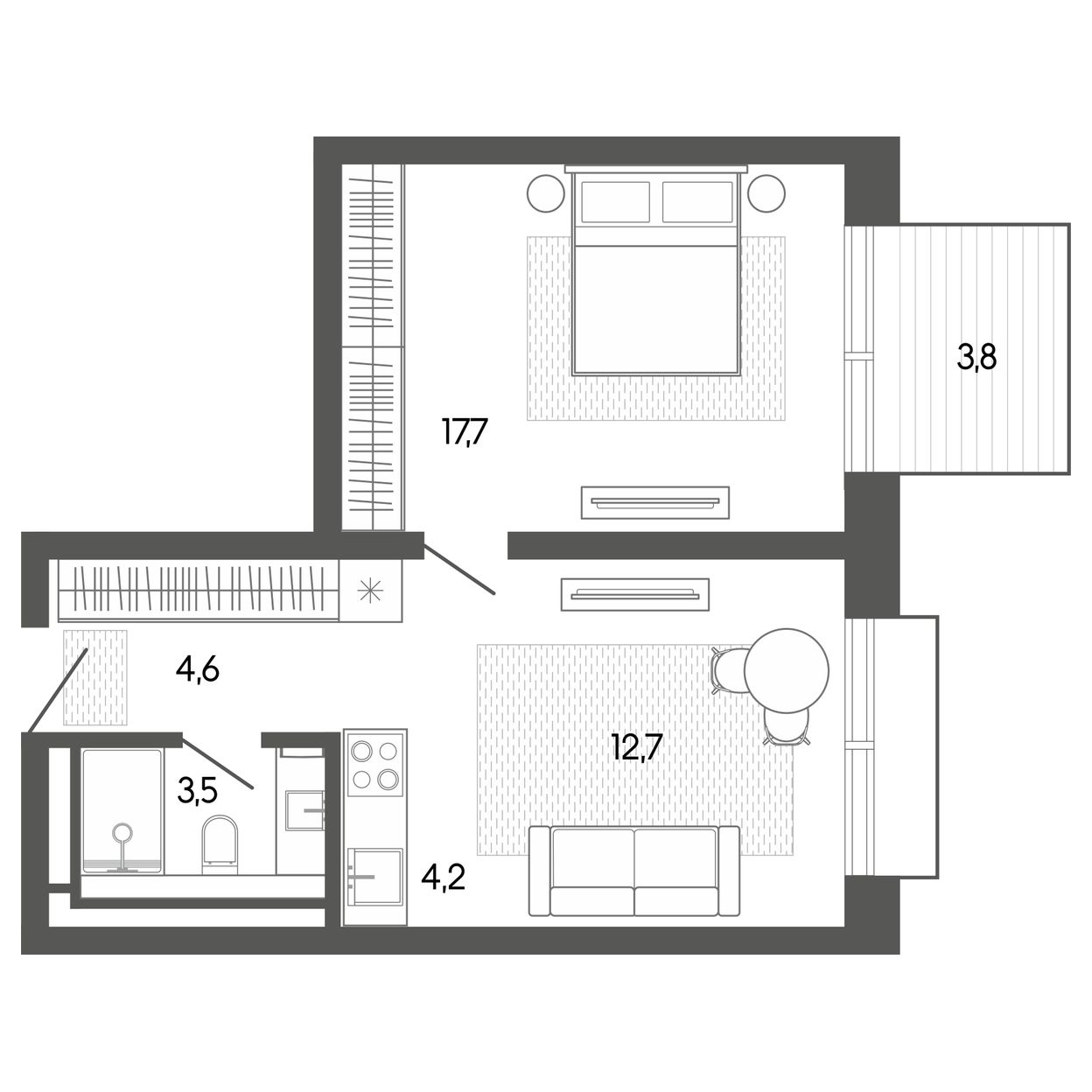 Планировка 46,85 м²