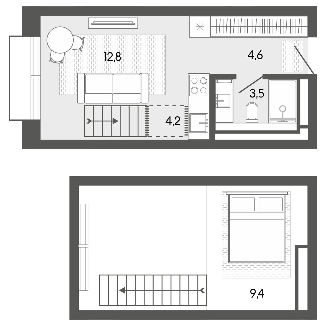 Планировка 34,7 м²