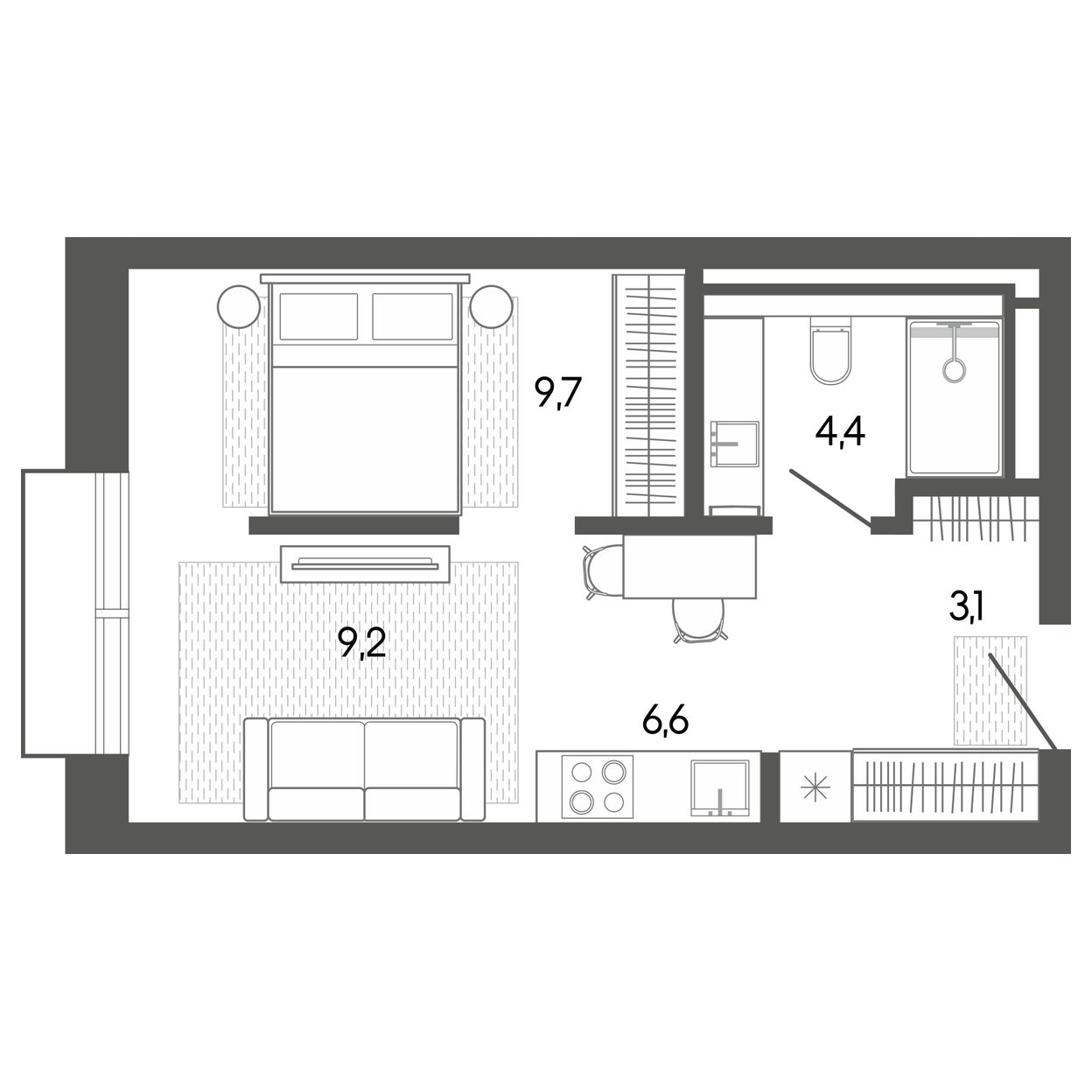 Планировка 33,13 м²