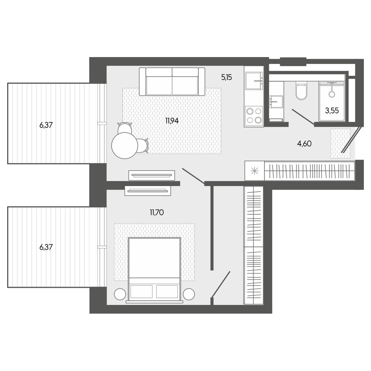 Планировка 55,26 м²