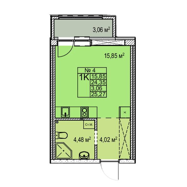 Планировка Студия 3