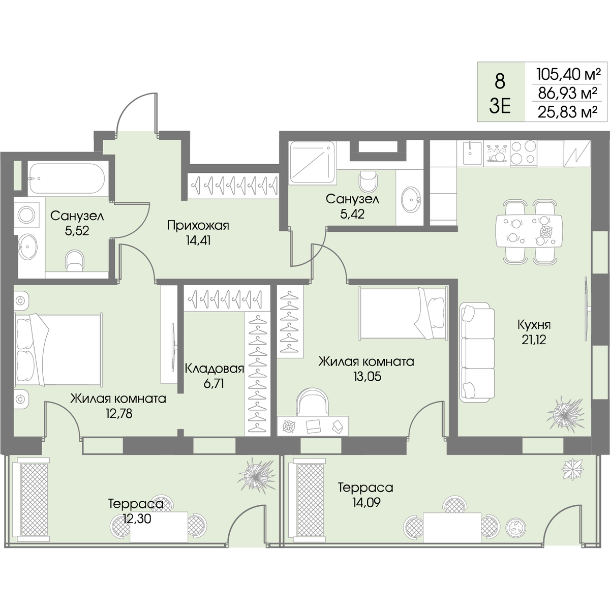 Планировка 2-комн.