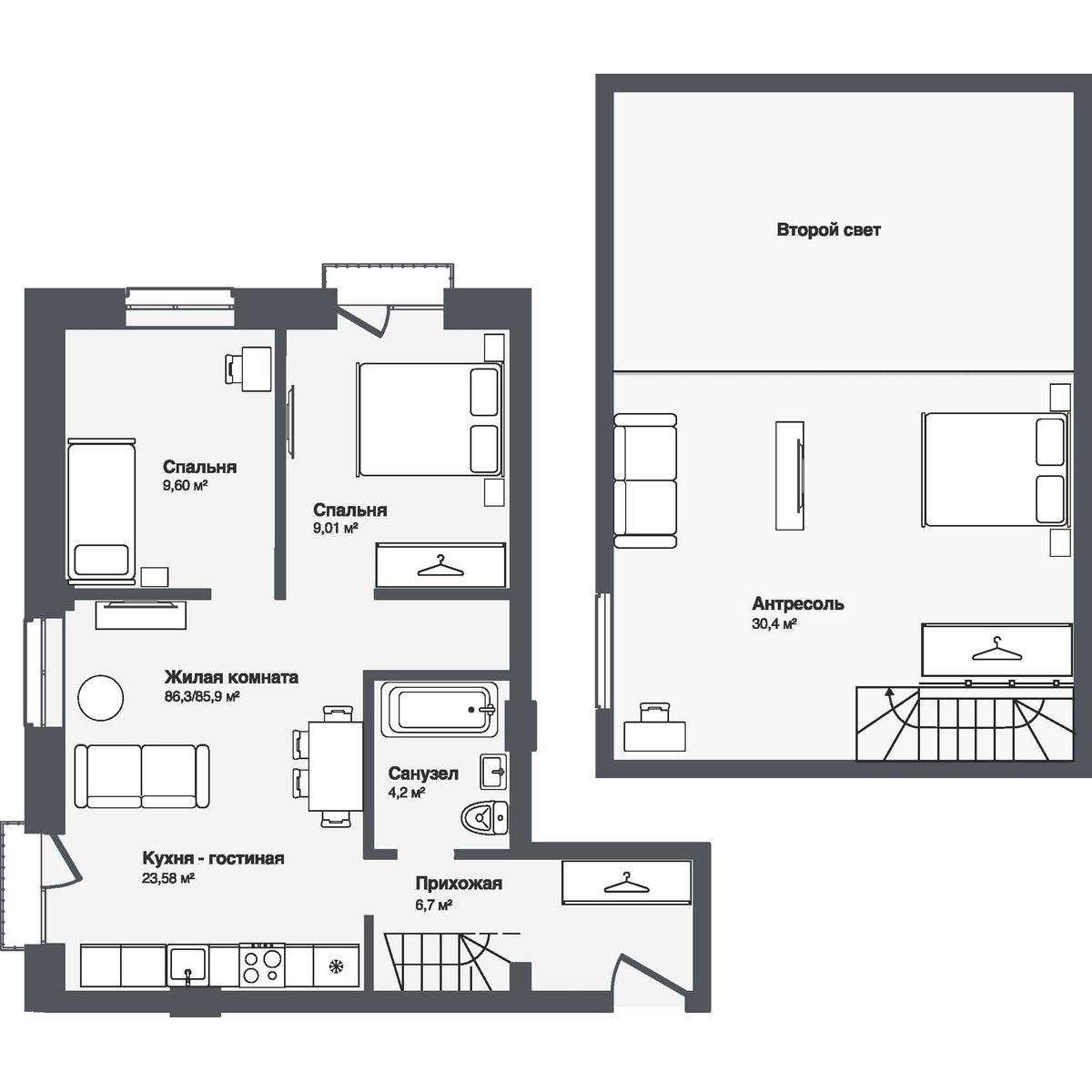 4-комнатная, 86.26 м², № 19 в Мечта