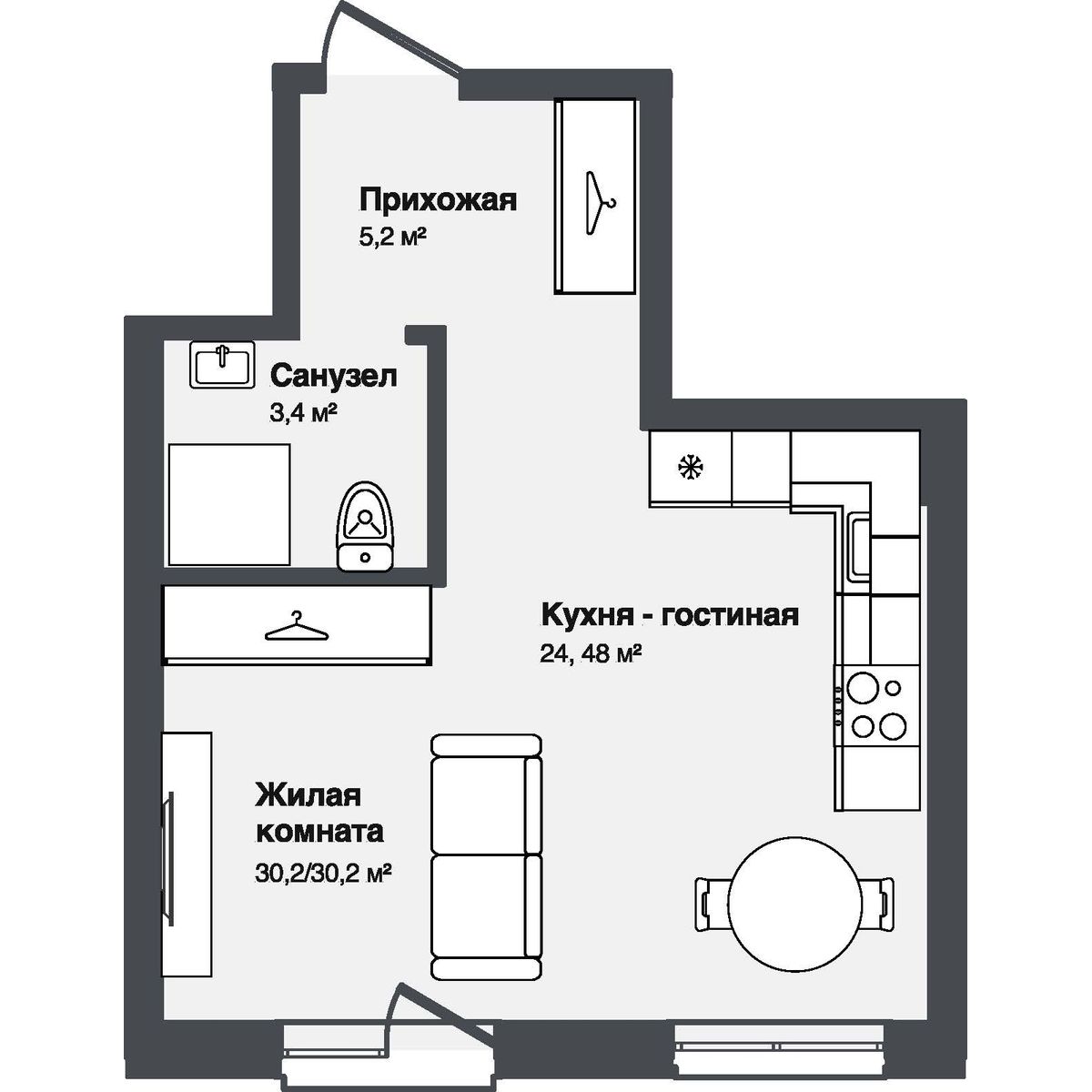 Студия, 30.2 м², № 8 в Мечта