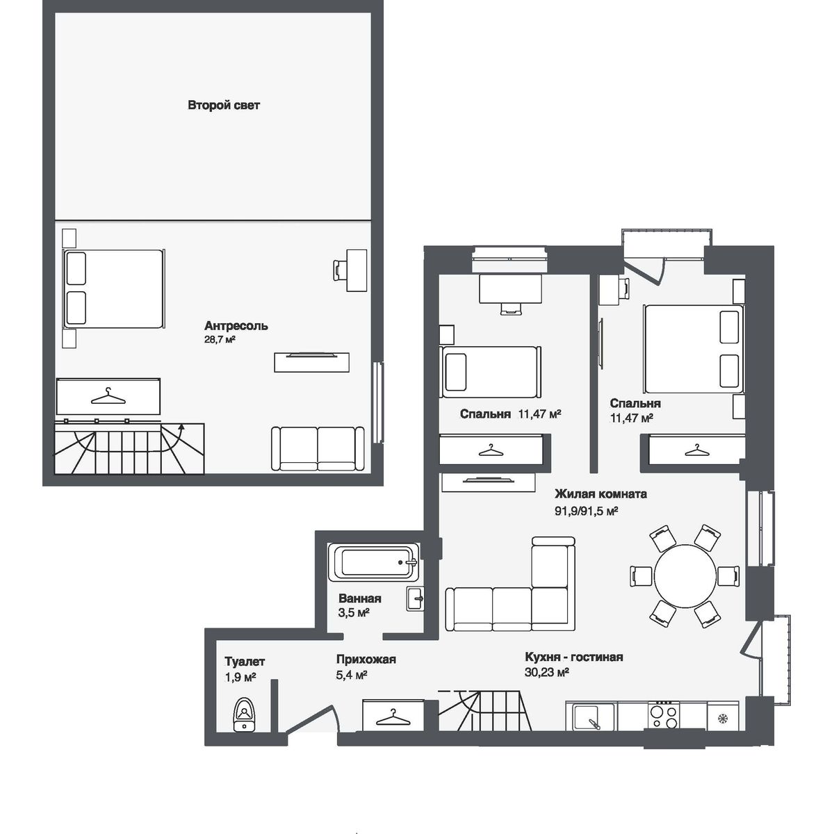 4-комнатная, 91.86 м², № 22 в Мечта