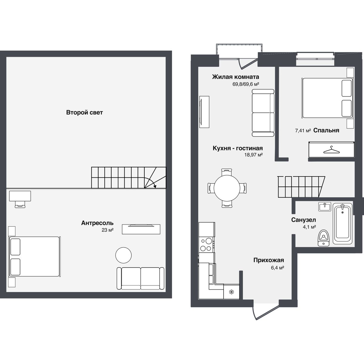 3-комнатная, 69.78 м², № 21 в Мечта