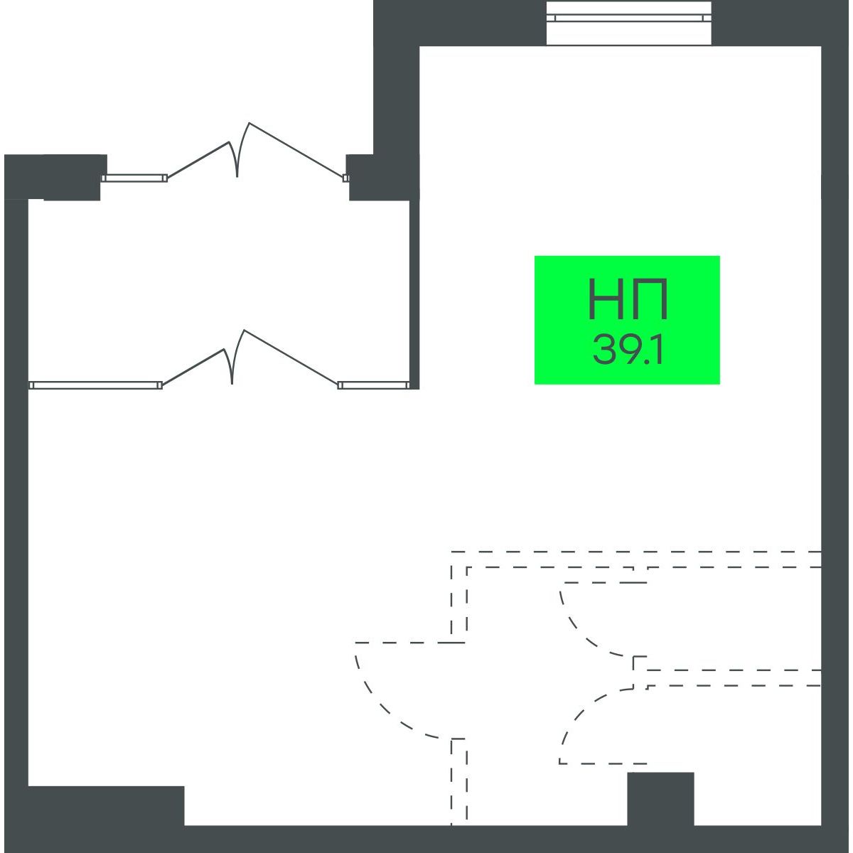 Планировка Коммерческое помещение №2Н, 39.14 м²