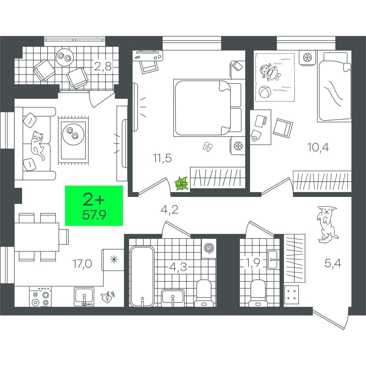 Планировка 2-комн.