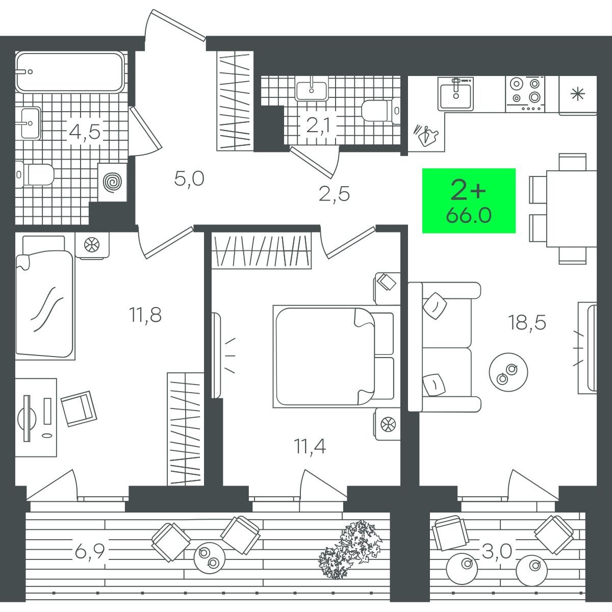 Планировка 2-комн.