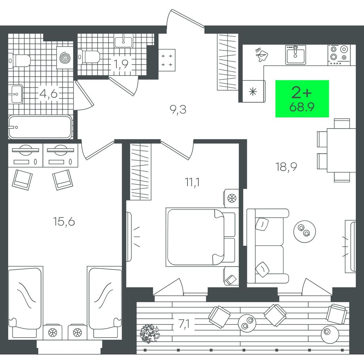 Планировка 2-комн.