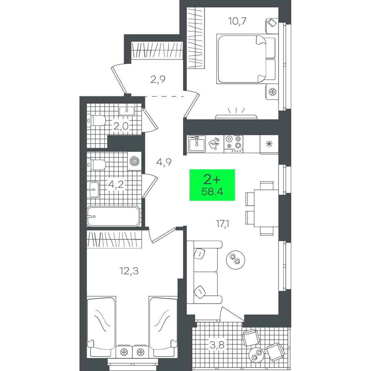 Планировка 2-комн.