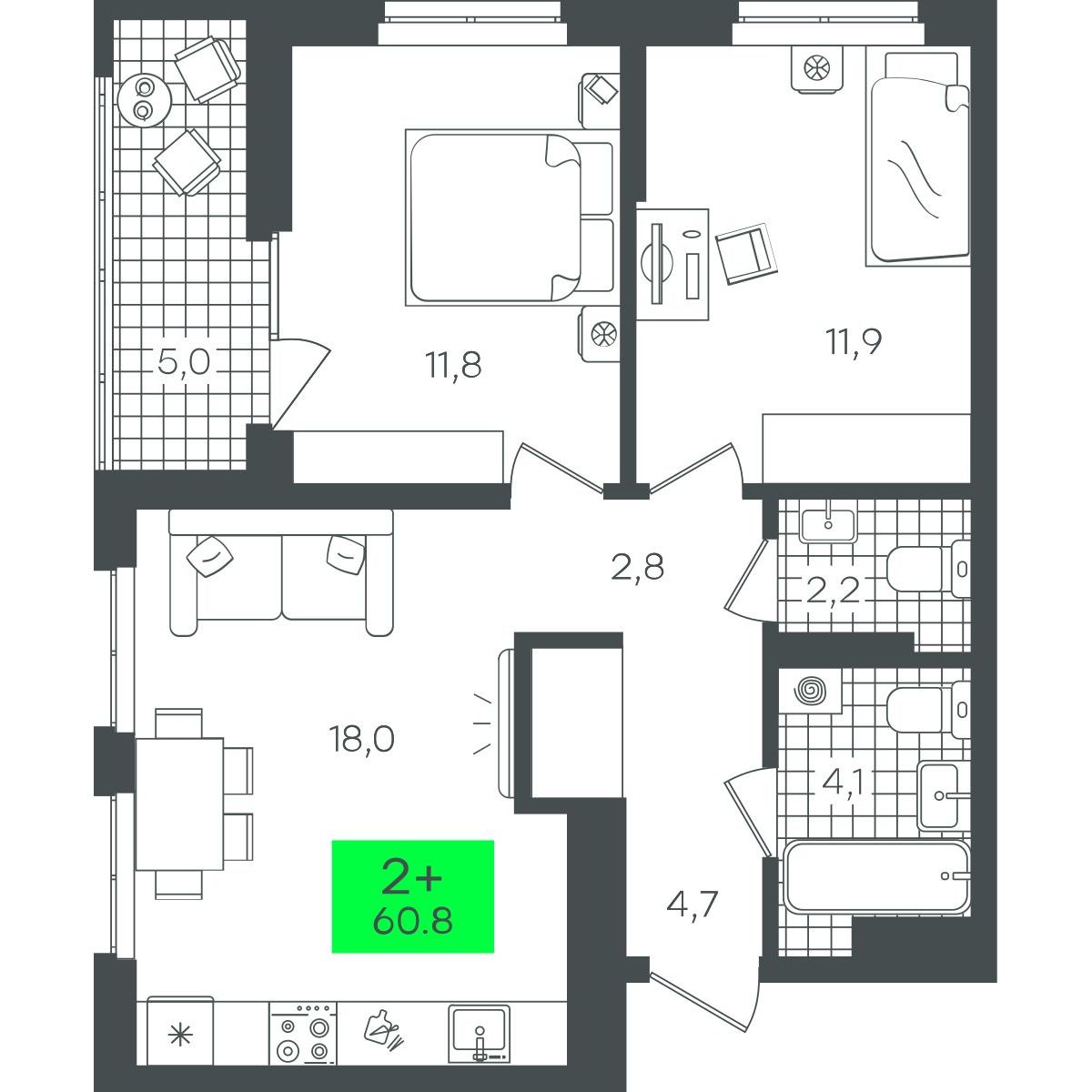 Планировка 2-комн.