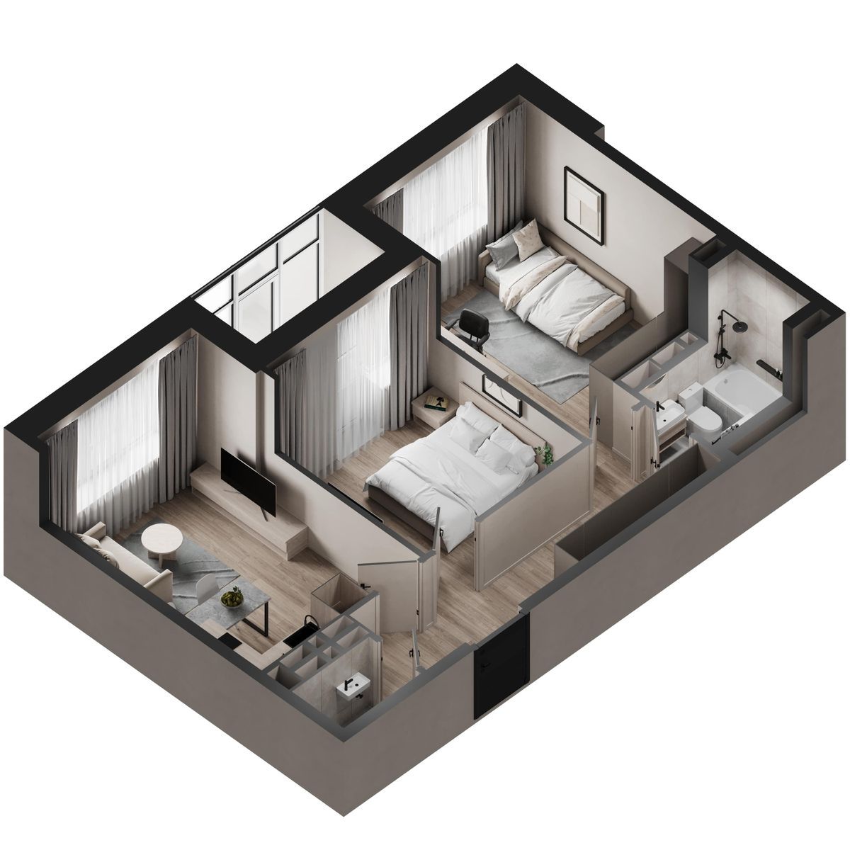 2-комнатная, 53.55 м², № 133 в Зеленый бульвар-2