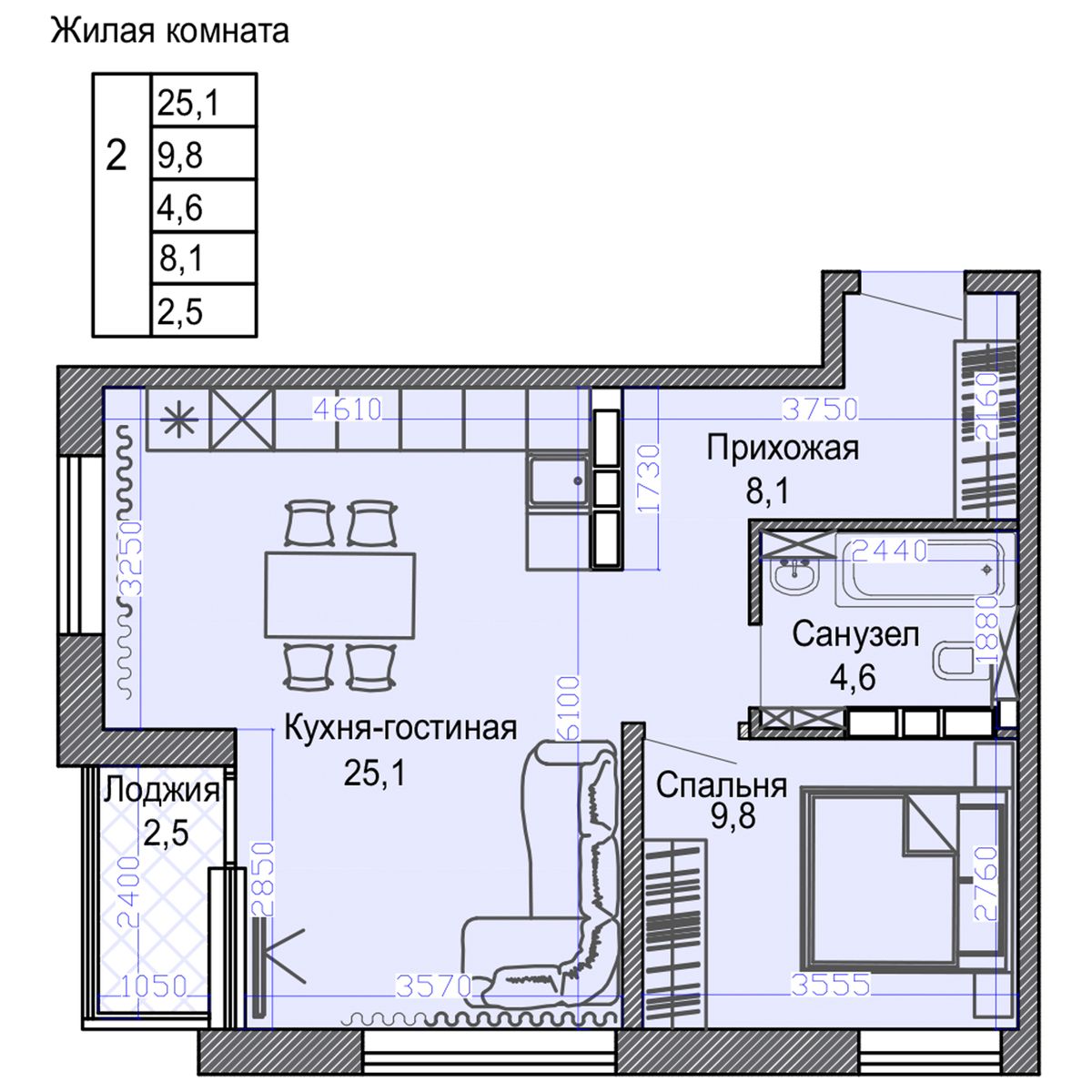 Планировка 2-комн. 4