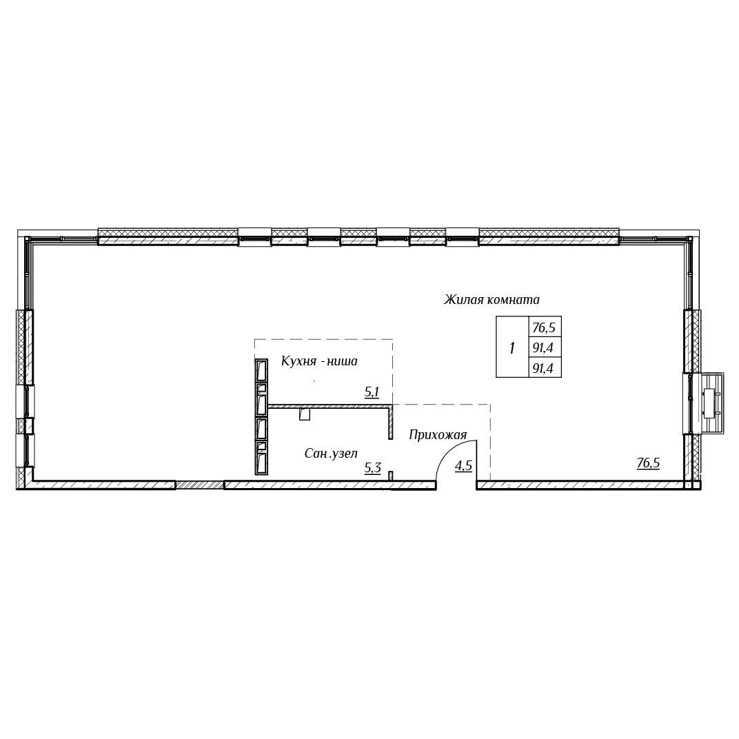 3-комнатная, 91.4 м², № 265 в Нефрит