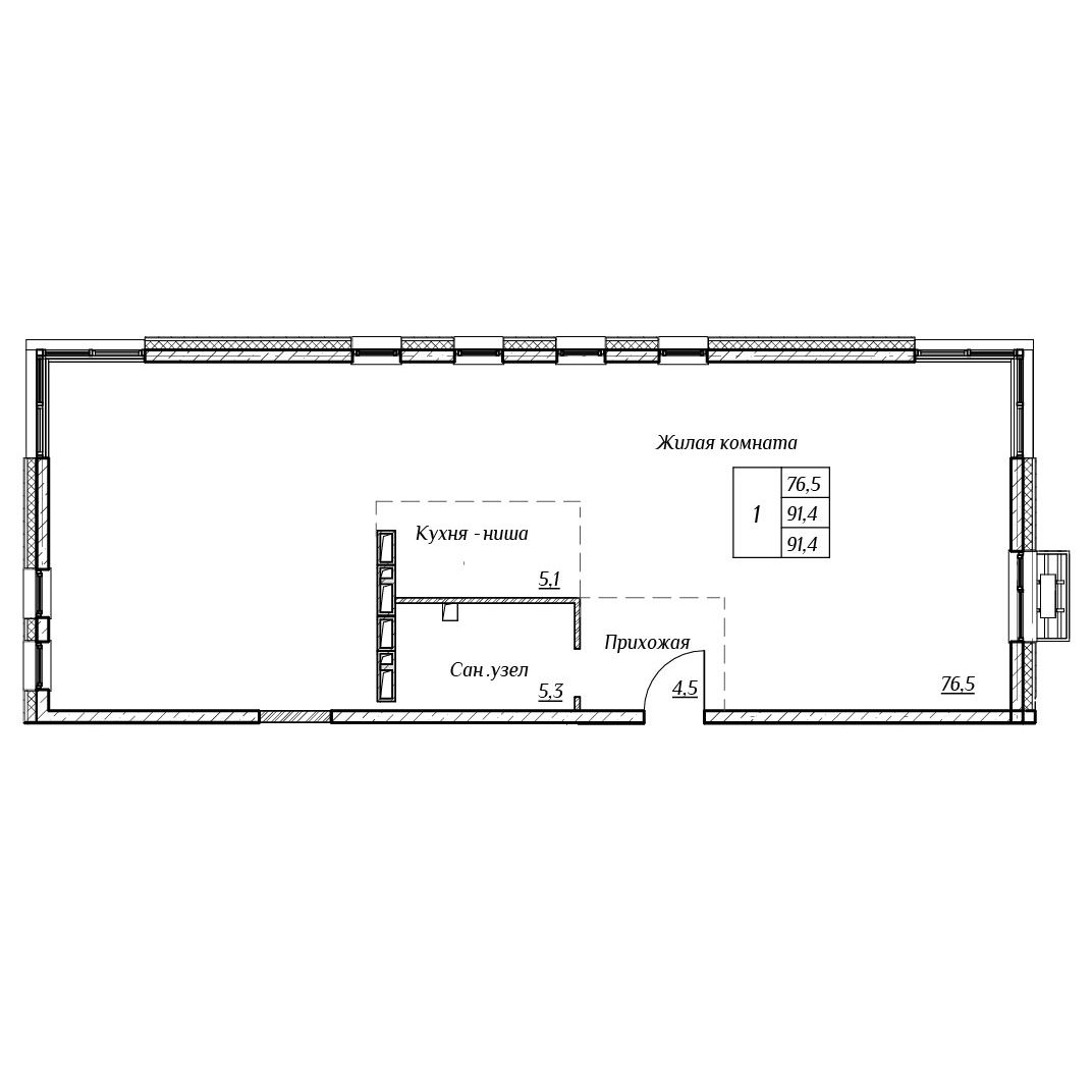 3-комнатная, 91.4 м², № 246 в Нефрит