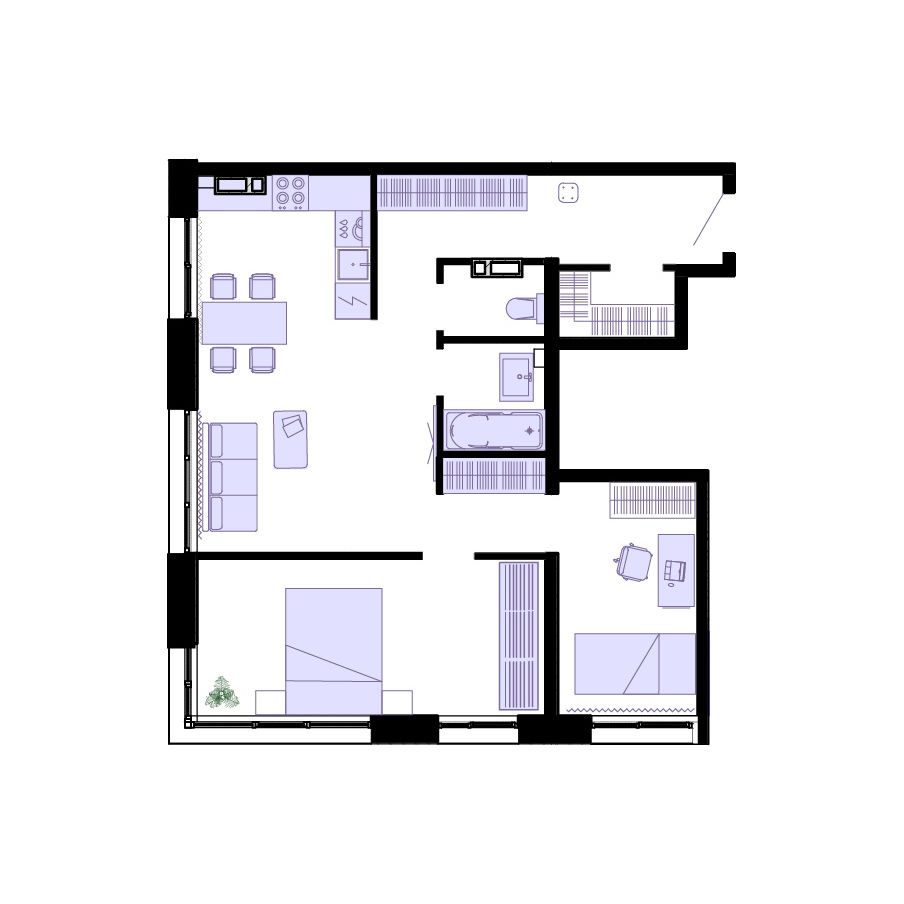 3-комнатная, 66.8 м², № 62 в Агат