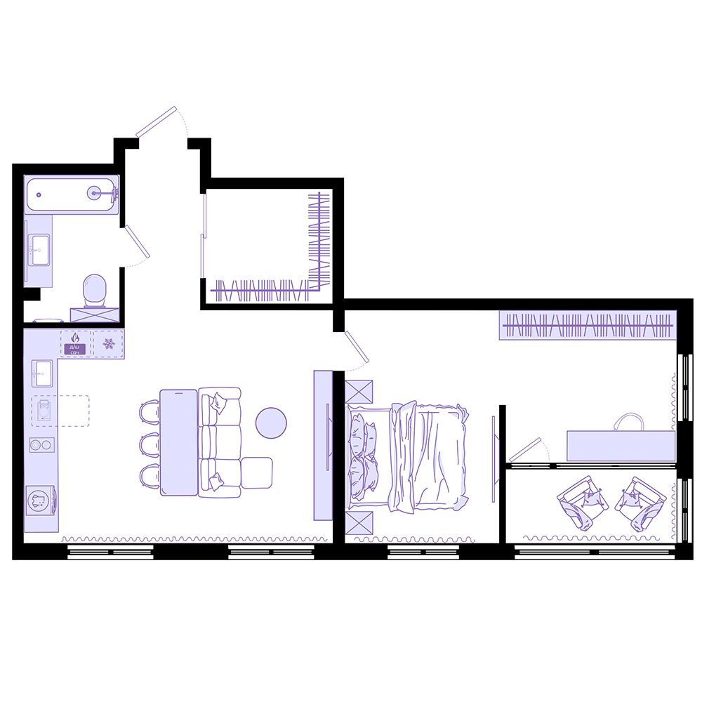 3-комнатная, 64.3 м², № 121 в Агат