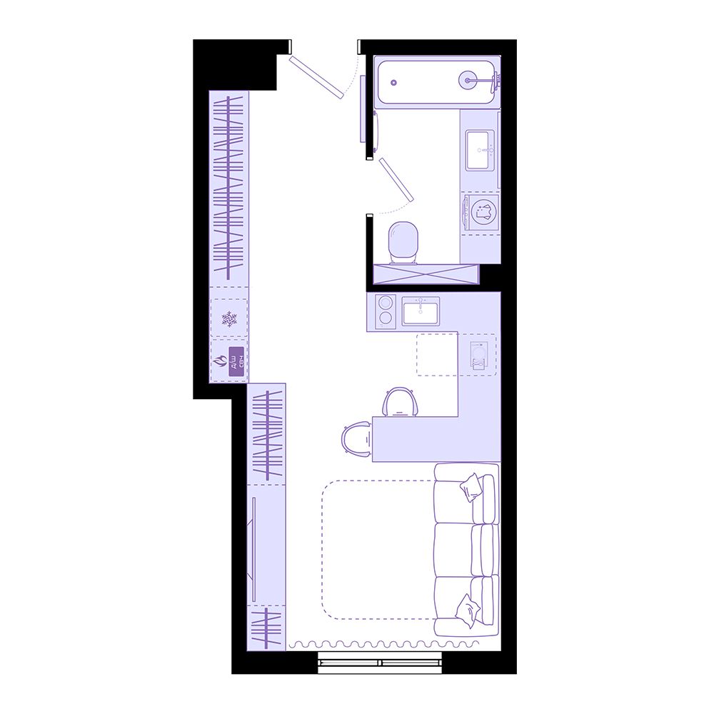 1-комнатная, 27.8 м², № 179 в Агат