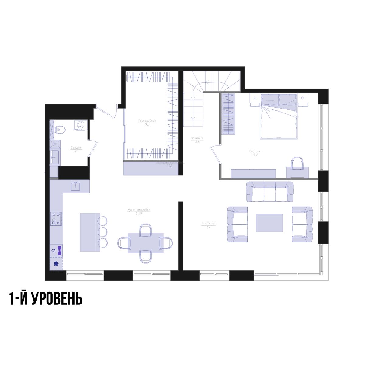 1-комнатная, 95.3 м², № 161 в Агат