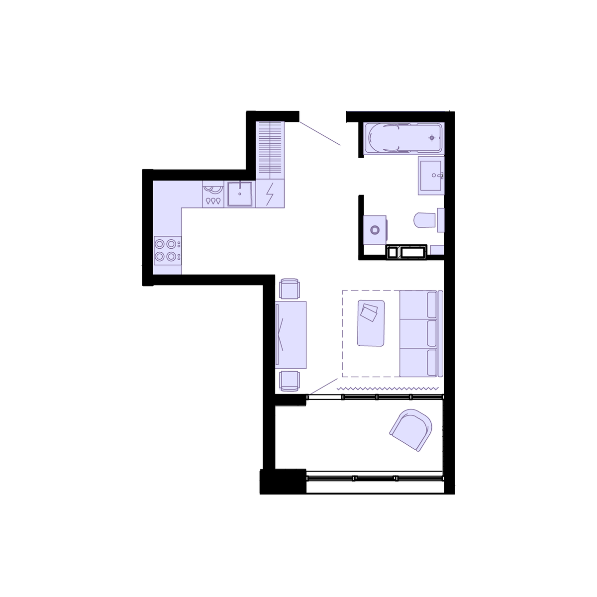 2-комнатная, 30 м², № 126 в Агат