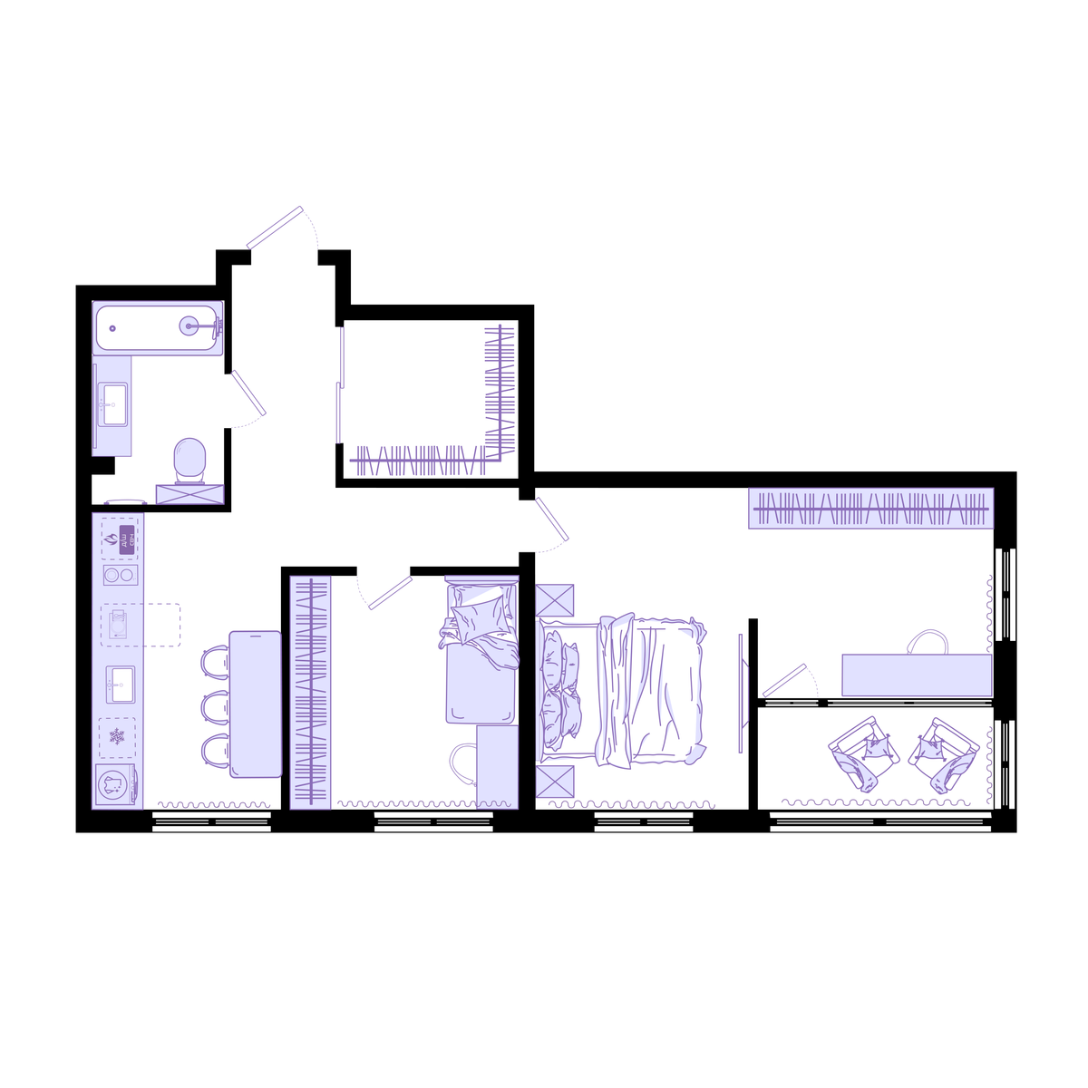 3-комнатная, 64.3 м², № 121 в Агат