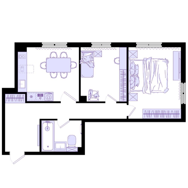 3-комнатная, 56.7 м², № 12 в Агат