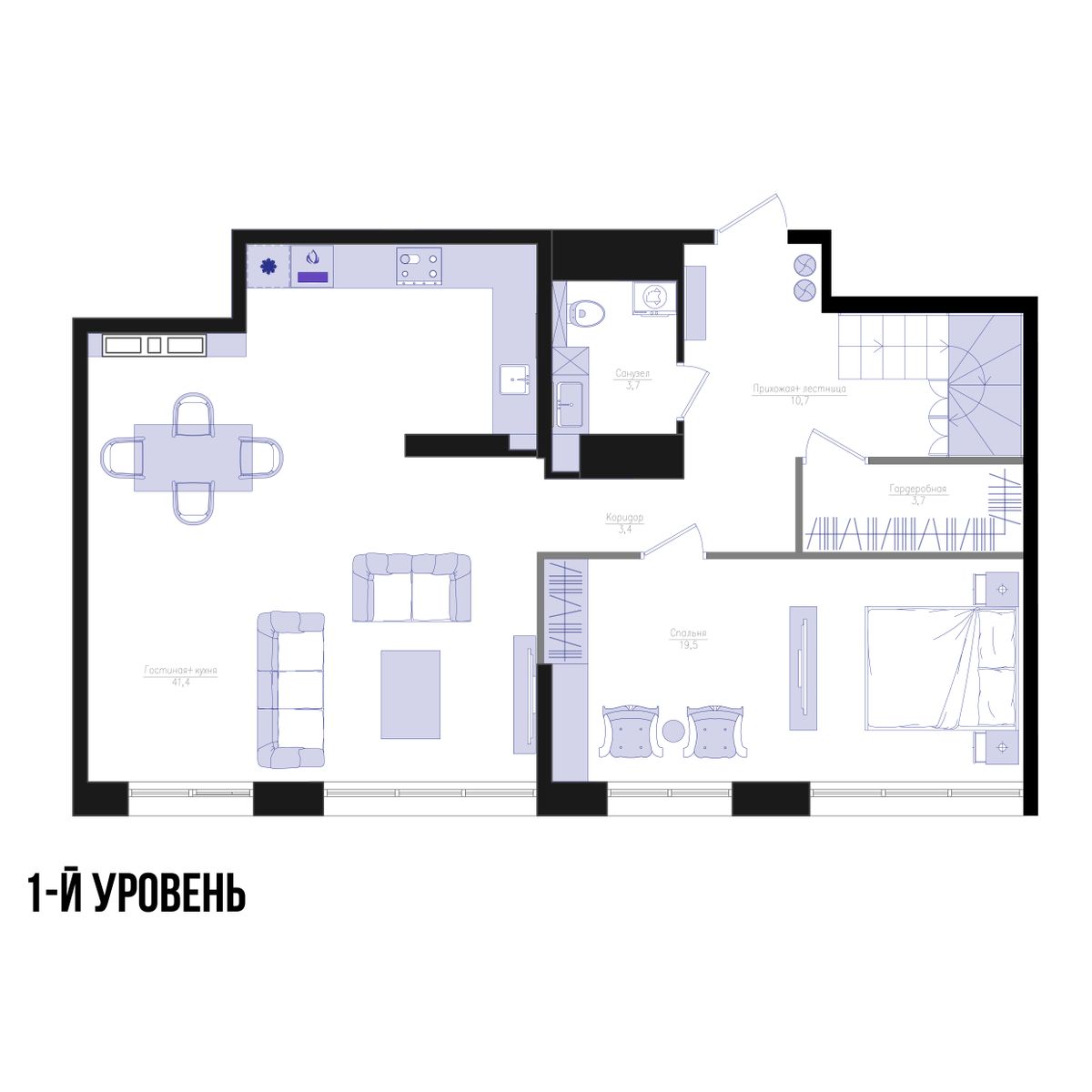 1-комнатная, 82.2 м², № 160 в Агат