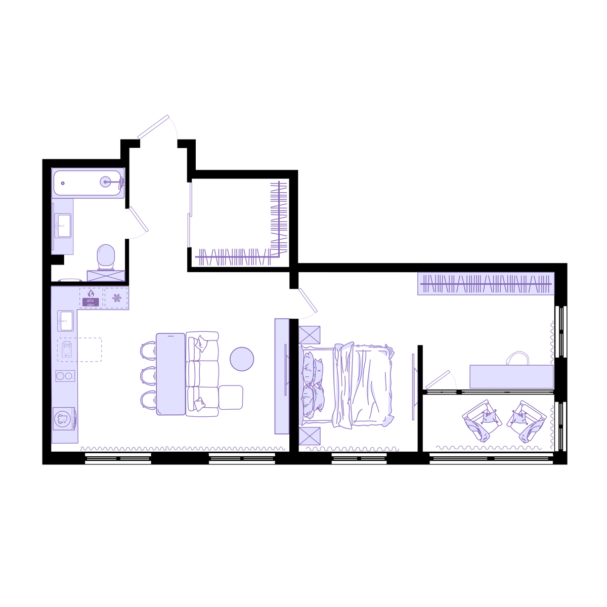 3-комнатная, 64.3 м², № 121 в Агат