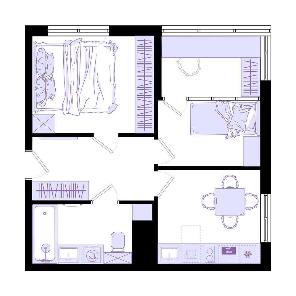 1-комнатная, 35.6 м², № 249 в Агат