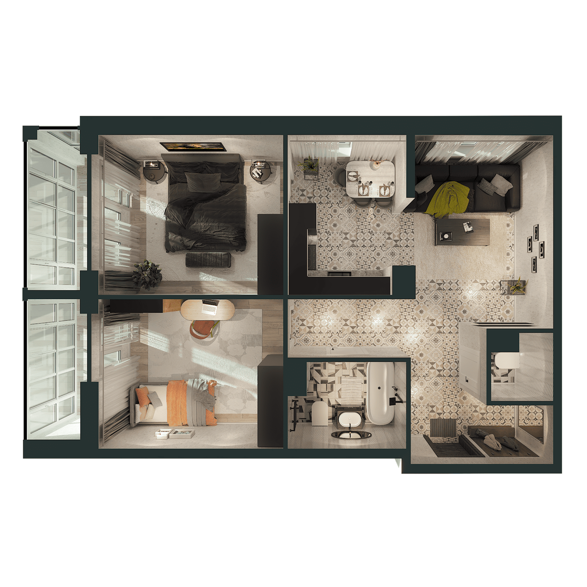 2-комнатная квартира, 65.26 кв.м, Дивный квартал у озера, изображение-2 2-комнатная квартира, 65.26 кв.м, Дивный квартал у озера, изображение-2