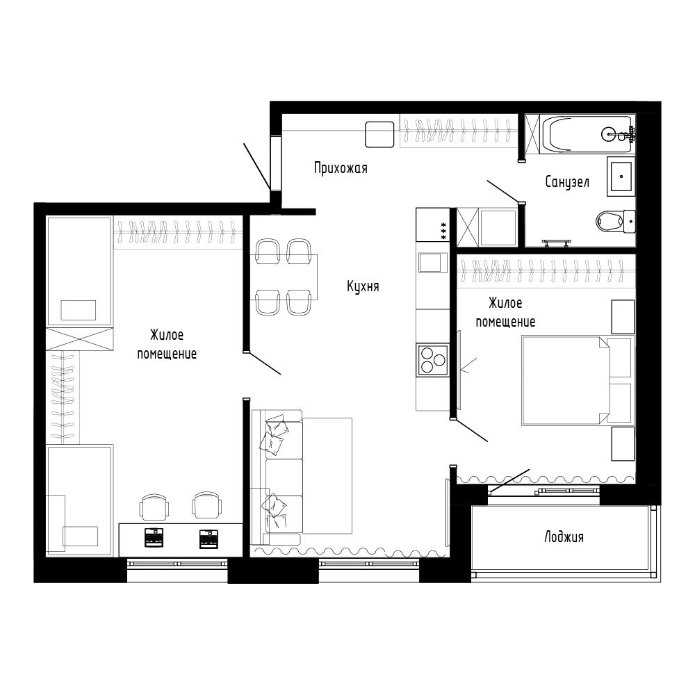 1-комнатная, 70.8 м², № 30 в Поселок-парк Весна-4