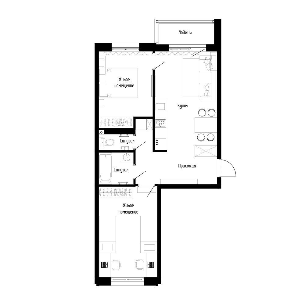 1-комнатная, 60.6 м², № 37 в Поселок-парк Весна-4